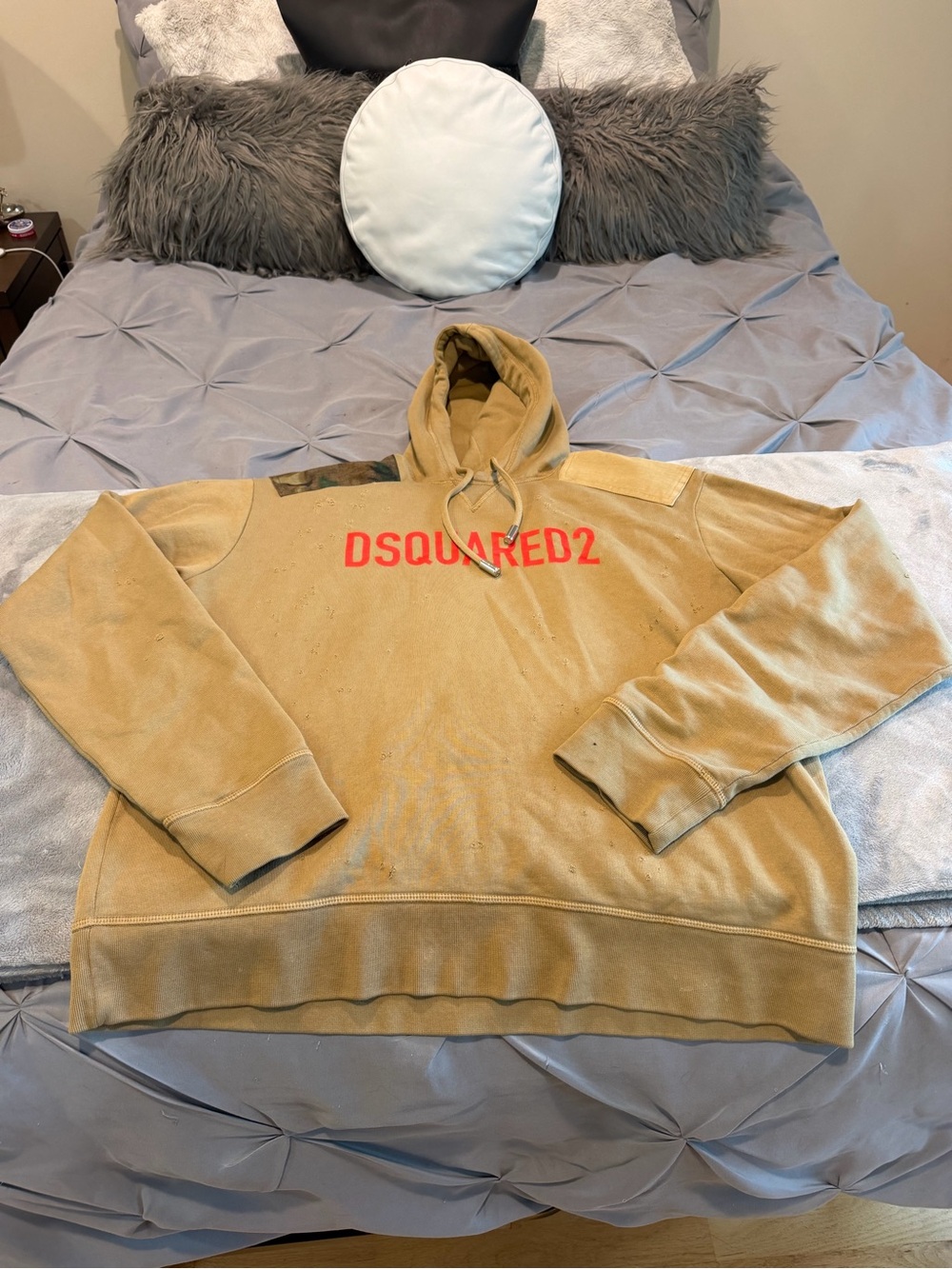 DSQUARED2 Tan Hoodie with Red Chest Logo